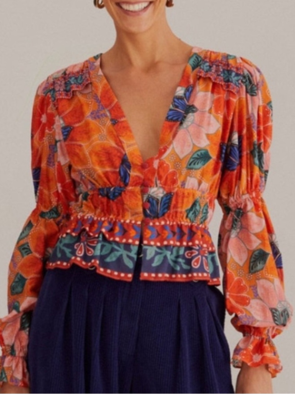FARM Rio Marias Cotton Voile crop blouse